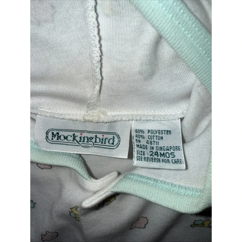 Vintage Mockingbird Baby Hoodie 24 months 1980s‎ Pastel Animal Print